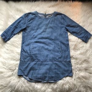 ANTHRO HOLDING HORSES DENIM CHAMBRAY SHIFT DRESS